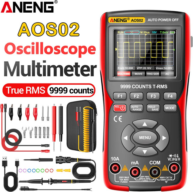 ANENG AOS02 Professionelles digitales Oszilloskop und Multimeter mit True RMS, 48 MS/s Abtastrate und 10 MHz Bandbreite - Bild 1