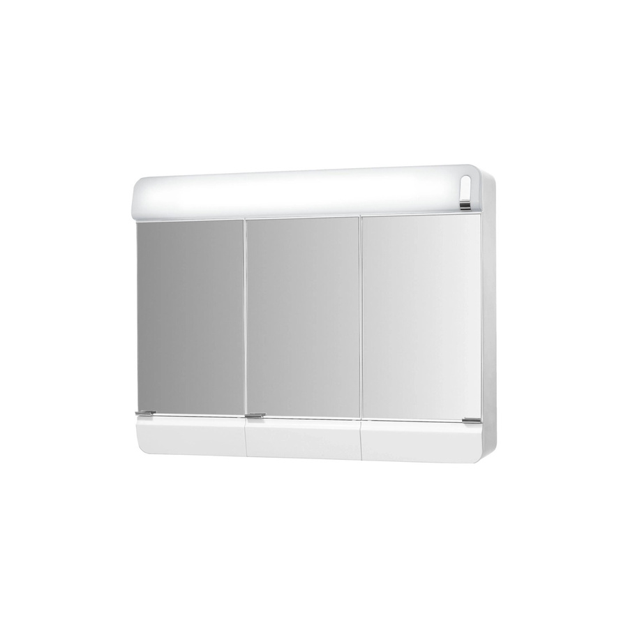 JOKEY Spiegelschrank Alida, 3-türig mit LED-Beleuchtung und Steckdose, Weiß Hochglanz, B: 68,5 cm, H: 54,5 cm, T: 18,0 cm - Bild 2