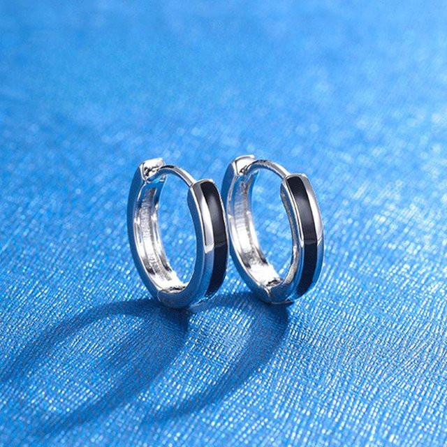 Lucky Star Jewelry Ohrringe, 925 Silber, Schwarz, Herren - Bild 1