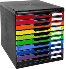 Exacompta Schubladenbox MODULO A4 mit 32 abschließbaren Schubladen aus Kunststoff, Blauer Engel, mehrfarbig - Bild 1