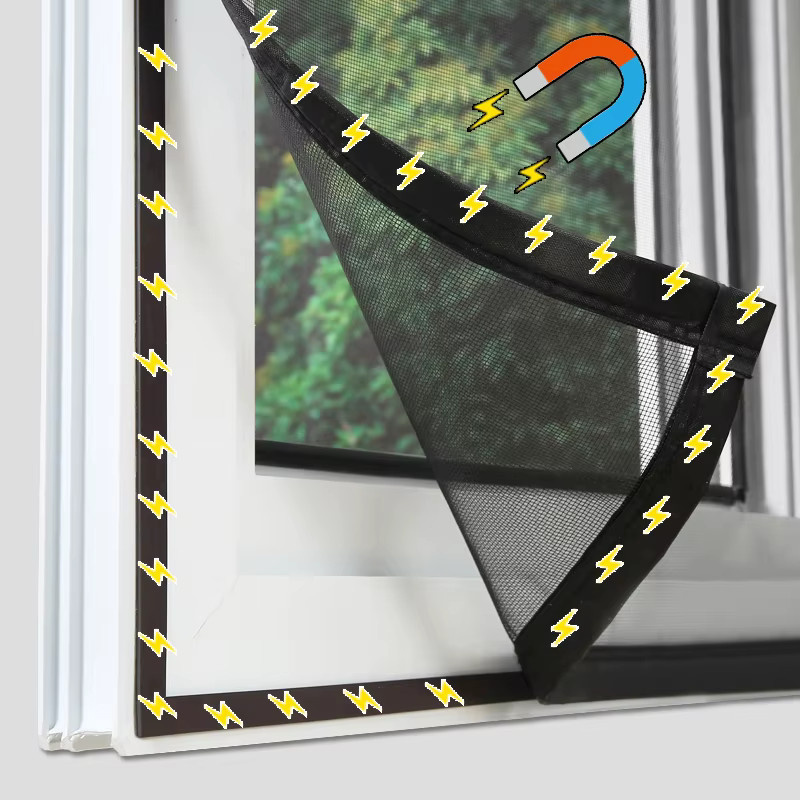 Magnetisches Moskitonetz von CHARM HOME aus schwarzem Glasgewebe als insektensicherer Vorhang für Fenster und Autofenster - Bild 2