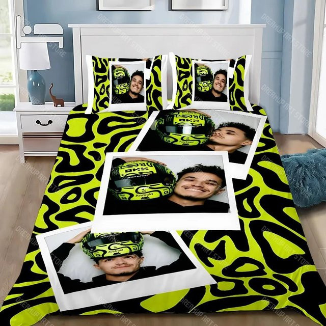Bettwäscheset mit Lando Norris F1 Motiv aus Mikrofaser, Gelb, B/H: 135 x 200 cm - Bild 1