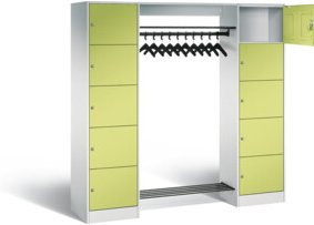 C+P Offene Garderobe Serie 8070 mit Kleiderstange und Schloss, Korpus Lichtgrau und Front Viridingrün, H x B x T: 195 x 187 x 48 cm - Bild 1