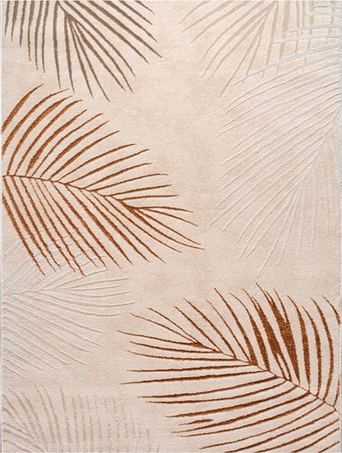 Teppich Tiana in Beige mit Blätterdesign und Hoch-Tief-Effekt, B/T: 80 x 150 cm - Bild 1
