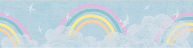 A.S. Création Vlies-Bordüre Wolken und Regenbogen in Bunt-Blau-Weiß, Länge: 5 m, Höhe: 0,13 m - Bild 1