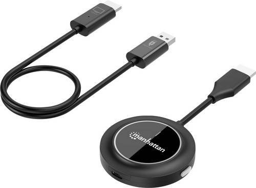 Manhattan Wireless HDMI Präsentationsset in Schwarz mit HDMI-Empfänger und HDMI-Sender-Dongle für 1080p Funkübertragung - Bild 1