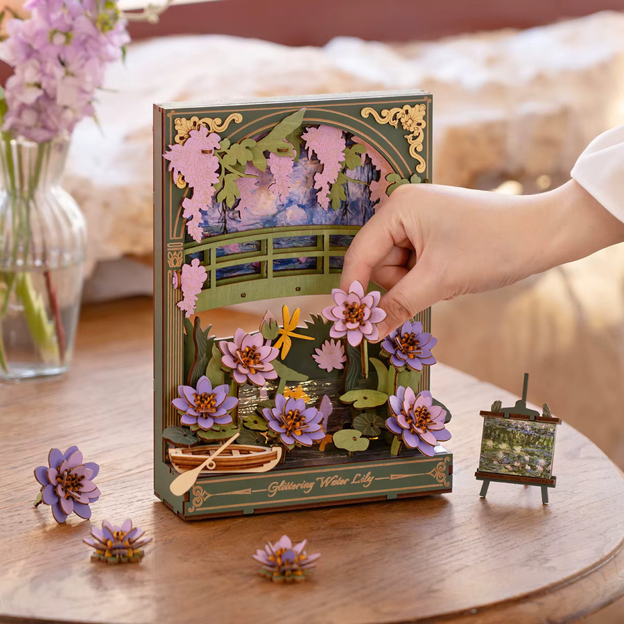 ROWOOD 3D-Holzpuzzle Sonnenblume mit LED-Licht als Blumenmodellbausatz zur Tischdekoration - Bild 4