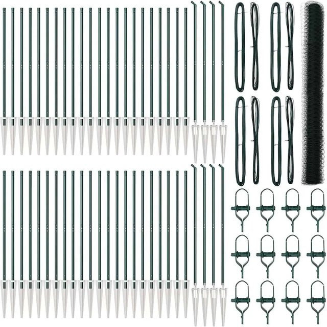 vidaXL Zaunpfosten aus Stahl und PVC in Grün, Höhe: 160 cm, Breite: 105 cm, Tiefe: 3,2 cm - Bild 1