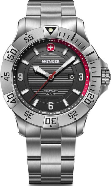 Wenger Herrenuhr Seaforce, Quarz, Edelstahl, Schwarz, 43 mm, 20 ATM - Bild 1