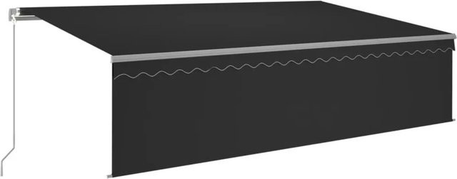 Furnicato Markise manuell einziehbar mit Rollo aus Aluminium und Polyester in Anthrazit, Breite: 500 cm, Tiefe: 300 cm - Bild 1