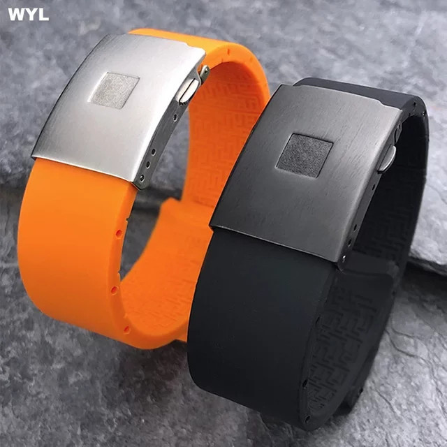 Tissot Uhrenarmband Silikon, Schwarz Orange, Herren, 20 mm, 21 mm - Bild 1