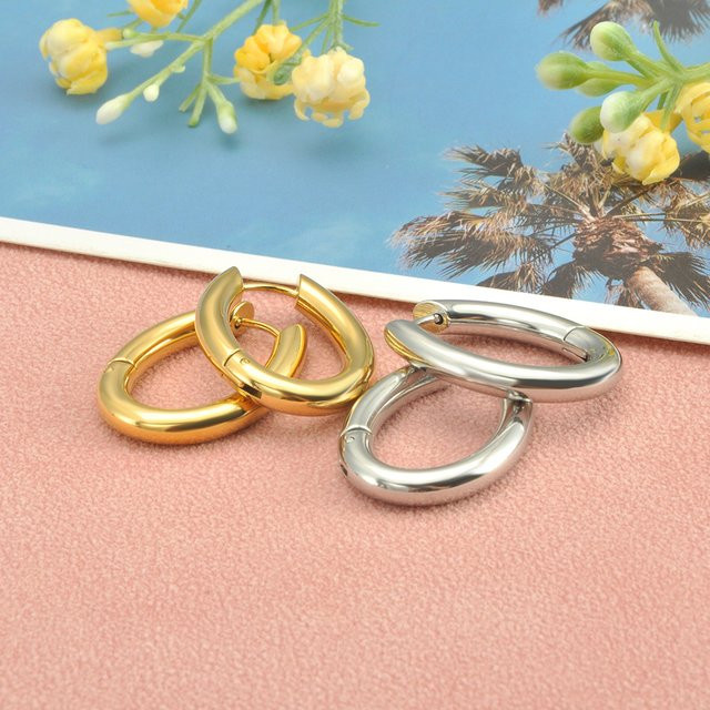 Lokaer Creolen, Edelstahl, Gold, Damen - Bild 1