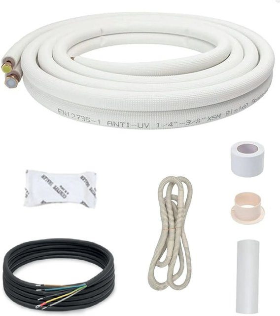 Sannover Kühlverbindung Kit für Klimaanlagen aus Kupfer, 1/4-3/8 Zoll, Farbe: Weiß, Länge: 10 m - Bild 1