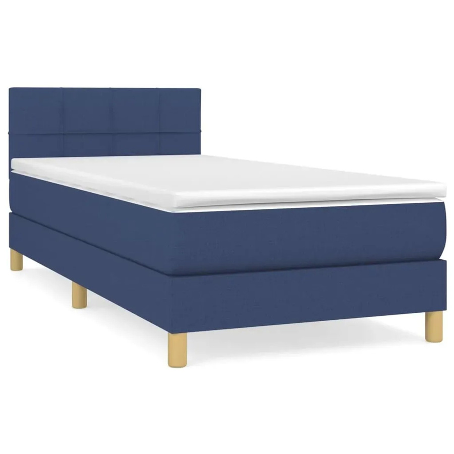 vidaXL Boxspringbett mit Matratze Hybrid-Design in Blau und Weiß, B/T: 90 x 200 cm - Bild 2