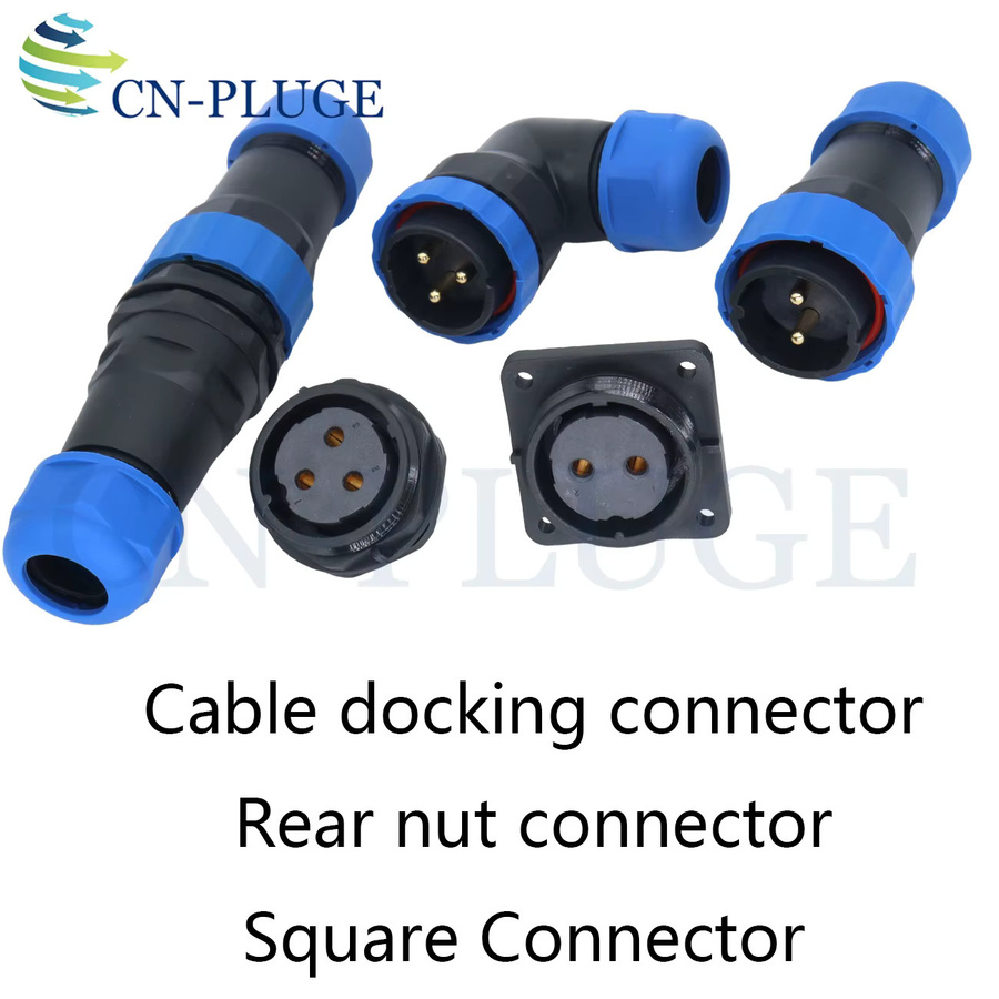 SZYingXian SD28 IP68 Wasserdichter Luftfahrtstecker Quadratische Einbaubuchse mit Innengewinde in Blau - Bild 2