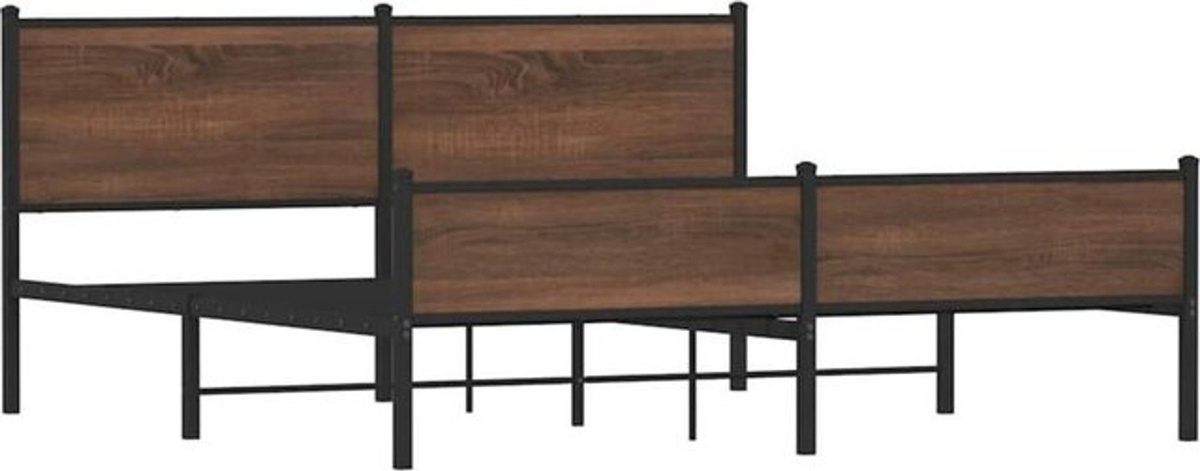 Metallbett Vidaxl in Braun im Industrial-Stil aus Stahl, B/T/H: 160 x 200 cm - Bild 1