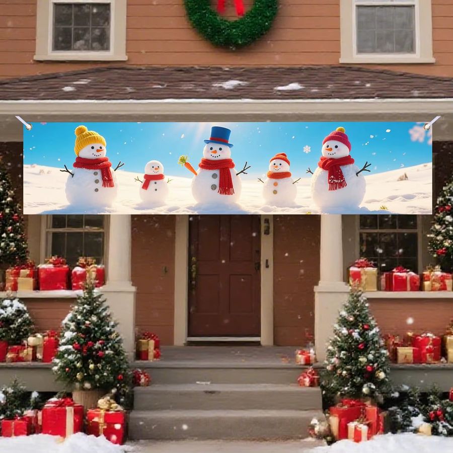 VIKAMA Weihnachts Banner mit Schneemann und Rentier für Indoor und Outdoor, Multicolor, B/H: 180 x 35 cm - Bild 2