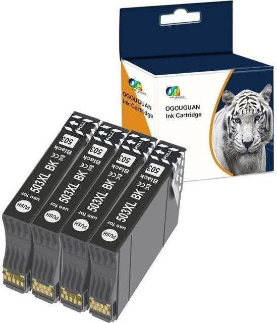 OGOUGUAN Tintenpatronen 503XL Set, kompatibel mit Epson Expression Home XP-5200, XP-5205 und Workforce WF-2960DWF, WF-2965DWF, 4 Stück, Schwarz und Farben, 550 Seiten Schwarz - Bild 1
