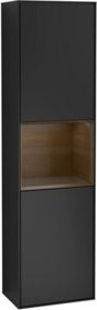 V&B Hochschrank Finion in Schwarz lackiert mit LED-Beleuchtung und Glastüren, B/H: 41,8 x 151,6 cm - Bild 1