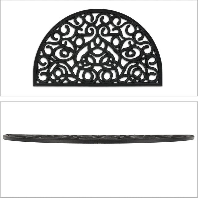 Relaxdays Fußmatte aus Gummi in Schwarz, halbrund und rutschfest, B/T/H: 75 x 45 x 1,5 cm - Bild 1