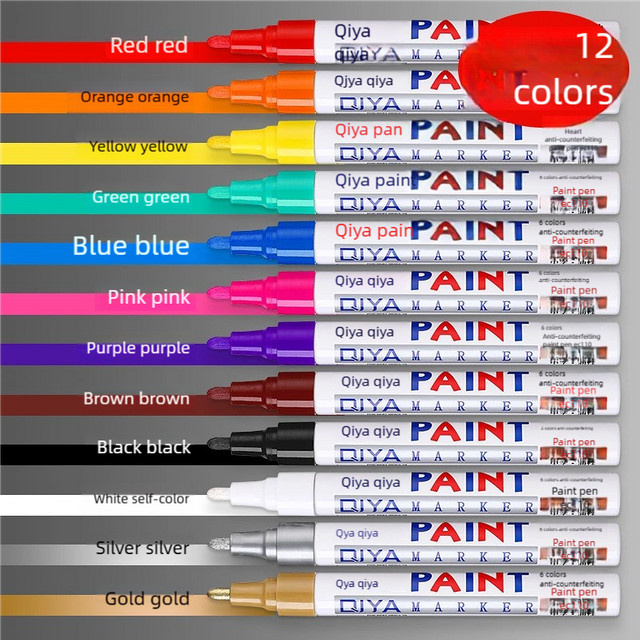 QIYA Permanent Farbmarker Set für RC Autoreifen in 12 Farben, Mehrfarbig - Bild 1