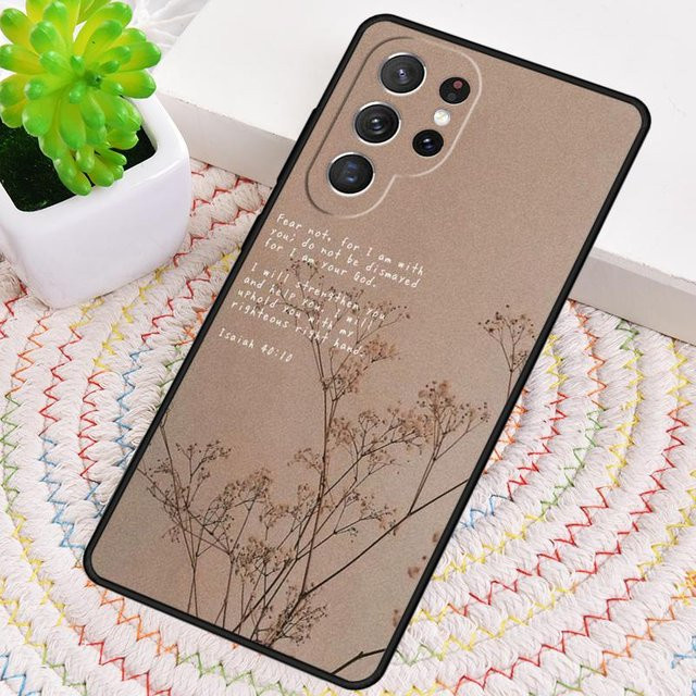 Stoßfeste Handyhülle mit Bibelvers und christlichem Spruch für Samsung Galaxy Modelle in Beige - Bild 1