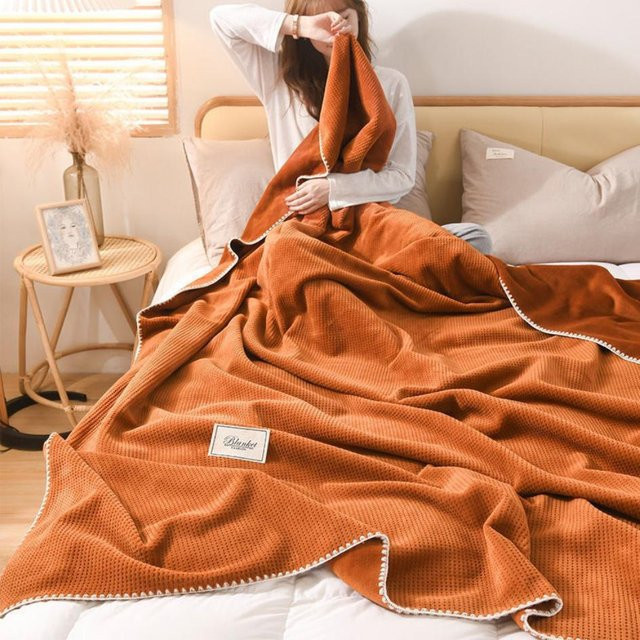 WTEMPO Flanelldecke für Herbst und Winter, Orange, B/B: 150 x 200 cm - Bild 1