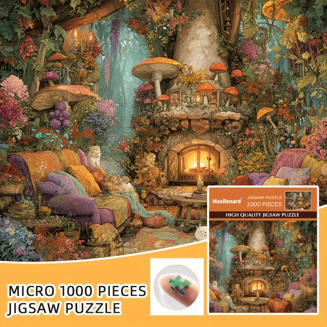 MaxRenard Schlafende Katze im Pilzhaus, Puzzle, 1.000 Teile - Bild 1