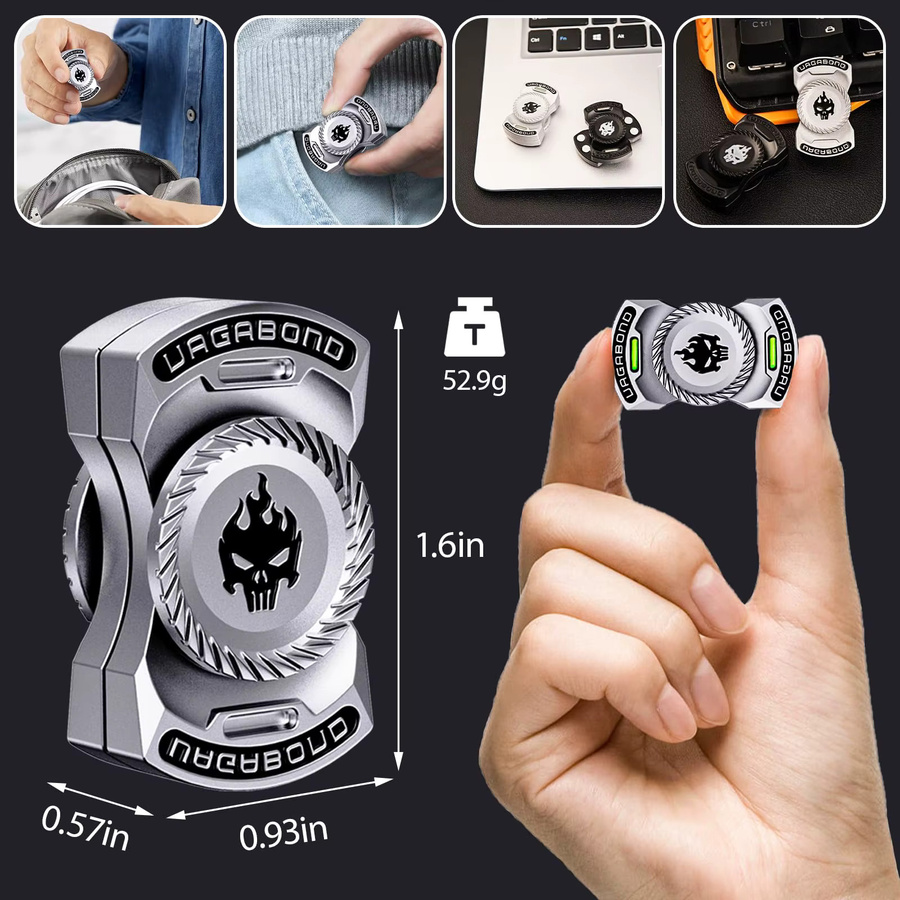 YuHaoHui 3-in-1 EDC Fidget-Spielzeug, Totenkopf-Geist Fidget Spinner, Metall-Legierung - Bild 2