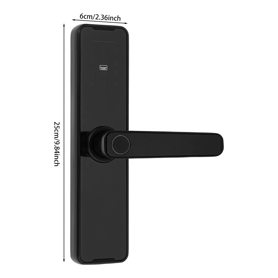 Intelligentes digitales Türschloss aus Aluminiumlegierung mit Fingerabdruck, Passwort und Tuya Wifi für Fernentriegelung, Farbe: Schwarz - Bild 4