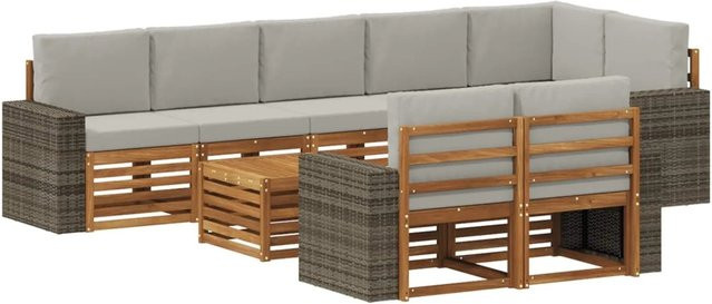vidaXL Sofagarnitur aus Massivholz Akazie in Braun mit modernem Latten-Design - Bild 1