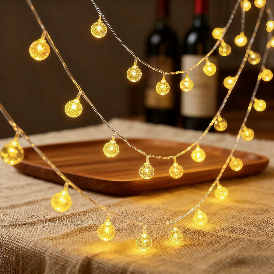 HEGEHE LED Kristallkugel Lichterkette mit warmweißem Licht, USB- und batteriebetrieben, wasserdichte Feengirlande mit transparenten Kugeln für Garten, Weihnachten und Hochzeit - Bild 2