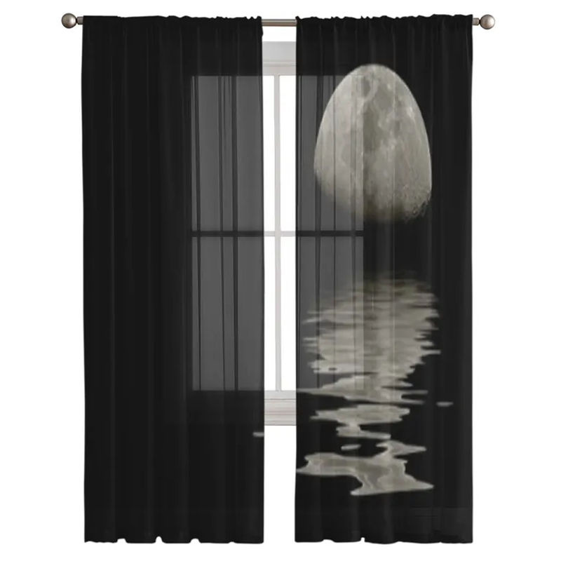Super Six Chiffon-Vorhang in Grau, transparenter Tüllvorhang für Wohnzimmer, Schlafzimmer und Küche, Breite: 135 cm, Höhe: 114 cm - Bild 2
