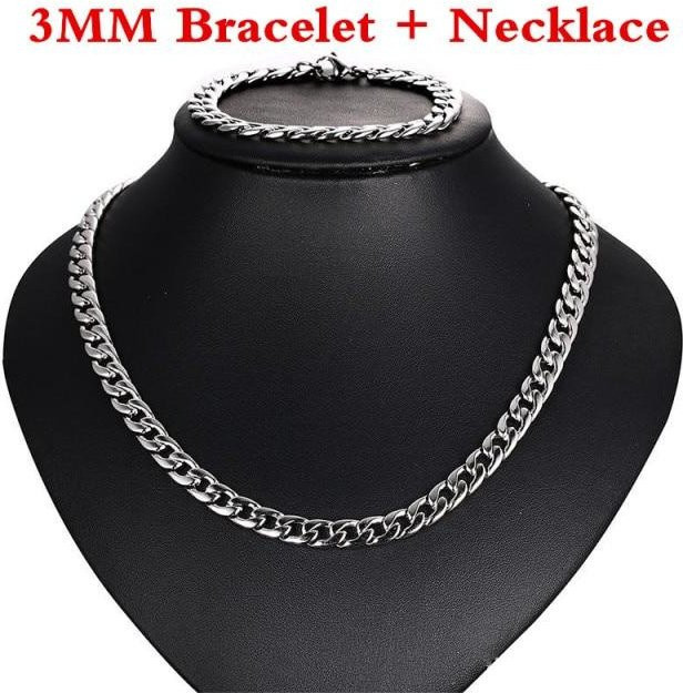 Halskette Edelstahl, kubanische Gliederkette, silberfarben, 50 cm, Herren - Bild 1