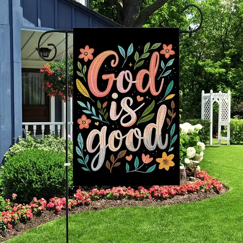 VIKAMA Gartenflagge Gott ist gut mit floralem Design, Mehrfarbig, B/H: 30 x 45 cm - Bild 4