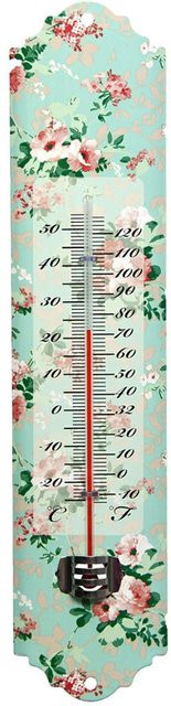 Esschert Design Wandthermometer mit Rosenmotiv in Mehrfarbig, Metall, Höhe: 30 cm - Bild 1