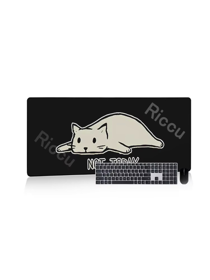 Riccu Gaming-Mauspad Süße Katze XXL Schwarz mit Rastkante aus Gummi - Bild 4