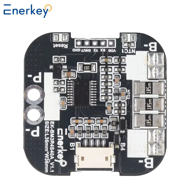 Enerkey BMS Lithium-Batterie-Ladegerät-Schutzplatine für Li-Ion, LiFePO4, LTO und SIB, 12 V 3S 4S 40 A, Schwarz - Bild 2