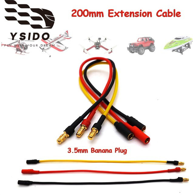 YSIDO RC Motor/ESC Verlängerung Kabel, 3-teiliges Set, Silikon, 20cm - Bild 1