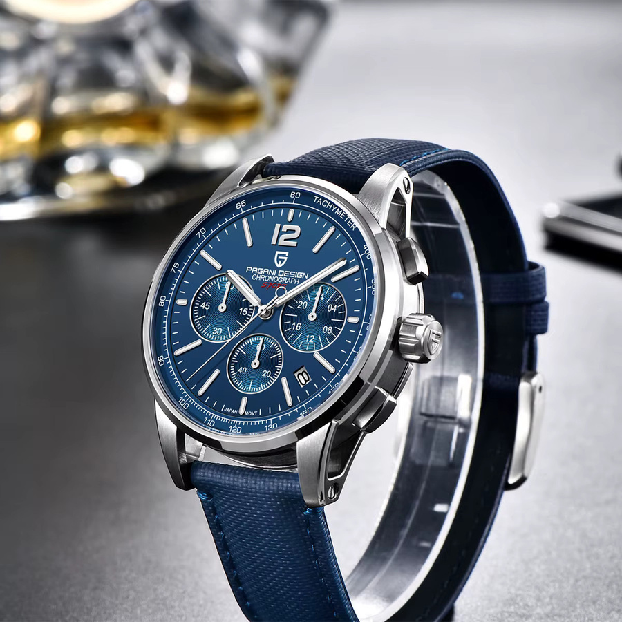 PAGANI DESIGN Chronograph, Quarz, Edelstahl, Saphirglas, Schwarz, Herren - Bild 2