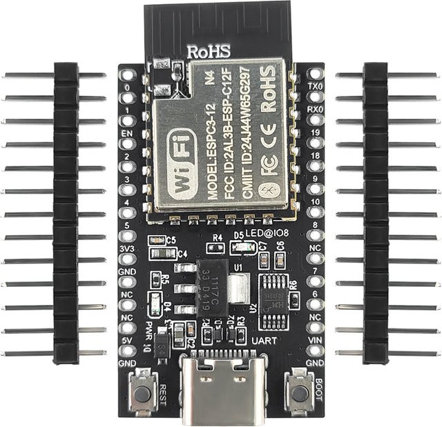 ESP32 C3 Entwicklungsboard mit RISC-V 32-Bit Single-Core, Wifi und Bluetooth, 4 MB Flash, 26PIN, Type-C, Schwarz - Bild 1