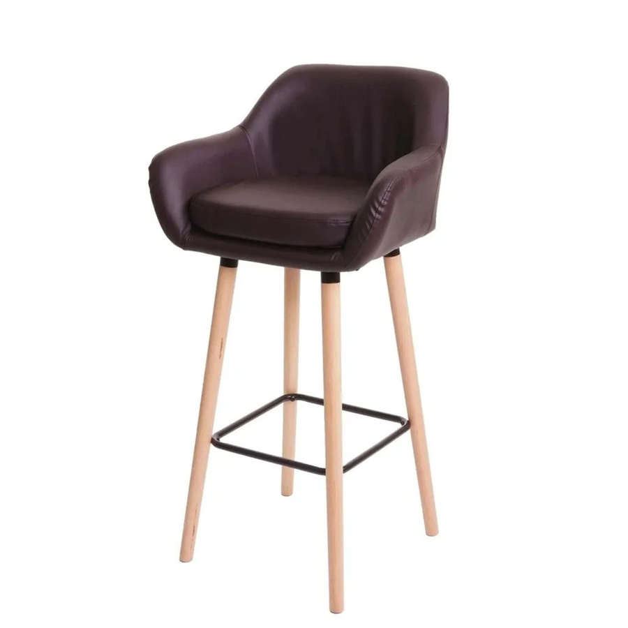 Barhocker Vaasa T381 von MCW aus Kunstleder in Braun mit Buchenholz - Bild 2