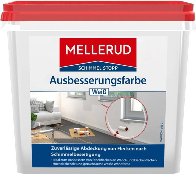 Mellerud Schimmel Stopp Ausbesserungsfarbe Weiss, 0,75 l, matt, schimmelresistent und lösungsmittelfrei - Bild 1
