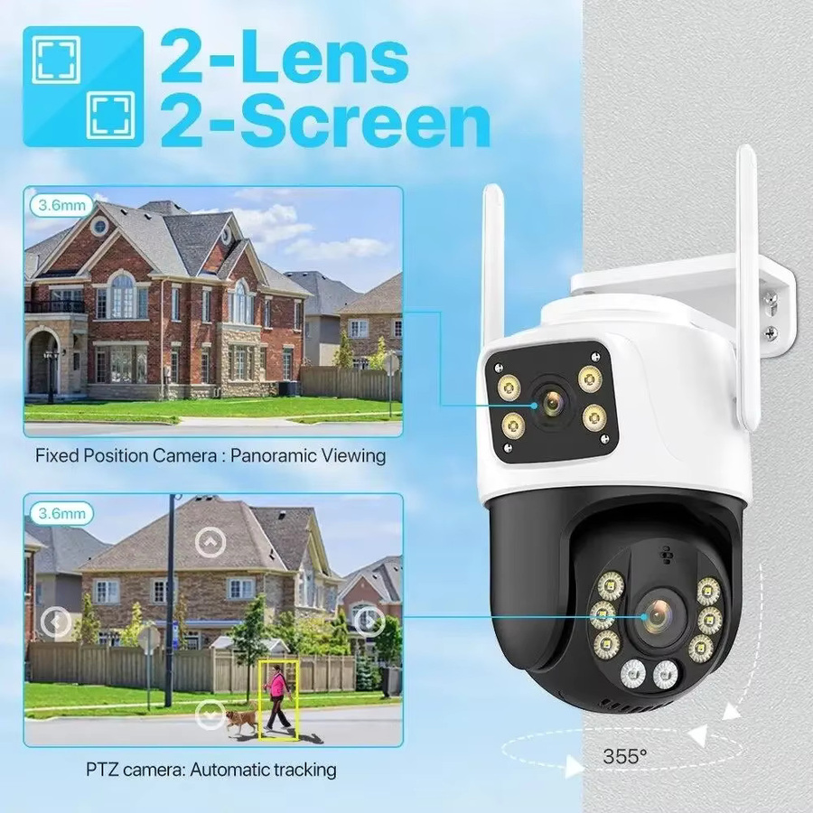 Overscam 4K 8MP Dual-Objektiv PTZ Wireless IP-Kamera für den Außenbereich in Weiß mit Bewegungserkennung und Onvif XMEye ICSee Unterstützung - Bild 2