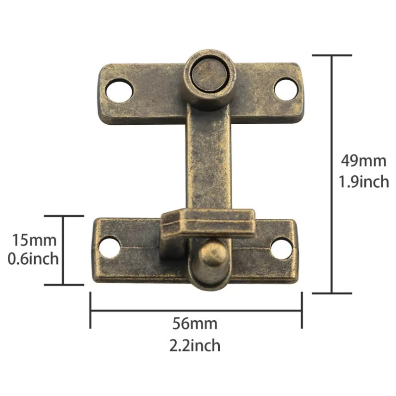 Metall Schiebefenster Türschloss Set in Bronze mit Schrauben als Sicherheitsriegel und Türbolzen - Bild 3