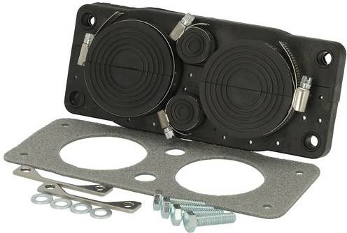 Fibox FCE 2x64 Kabeldurchführungsplatte aus Polycarbonat in Tiefschwarz (RAL 9005) - Bild 1