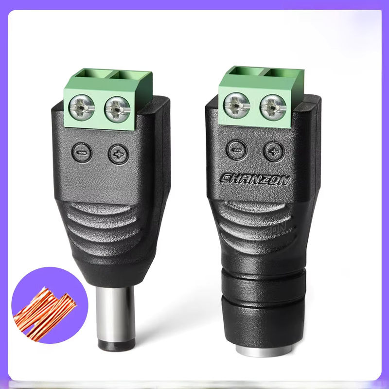 CHANZON 10er Set DC-Stromanschlussbuchsen 2,1 mm x 5,5 mm als Schraubadapter in Schwarz für LED-Streifen und CCTV-Kameras - Bild 5
