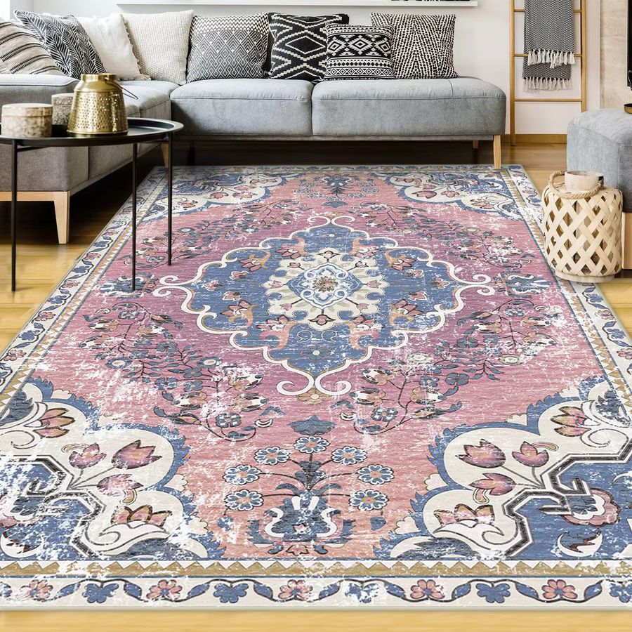 VIKAMA Großer Teppich, rutschfester und leiser Schlaufenstapel-Bodenteppich für Wohnzimmer und Schlafzimmer - Bild 1