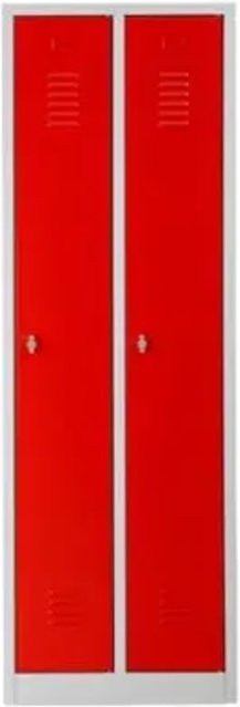 PROREGAL Garderobenspind Camel 2-Fächer mit Vorhängeschloss und Kleiderstange, Grau-Rot, H x B x T: 180 x 60 x 50 cm - Bild 1