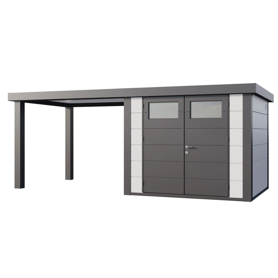 Telluria Gerätehaus Classico mit offener Lounge L Links in Weiß, B/T/H: 572 x 258 x 219 cm - Bild 2